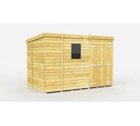 Buttercup Farm 9 X 6 Feet Pent Shed - Double Door With Windows - Wood - L178 X W276 X H201 Cm