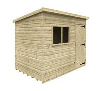 Buttercup Farm 9 X 6 Feet Tanalised Deluxe Pent 16mm Shed - Solid Wood/softwood/pine - L265 X W175 X H207.3 Cm - Green