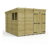 Buttercup Farm 9ft x 10ft Pent Garden Shed Double Door With Windows - Timber in Brown Buttercup Farm Brown