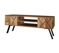 Buttercup Farm Amar Plasma Tv Unit- Iron Base - Mango Wood/iron - L35 X W118 X H46 Cm - Light Finish - Assembly Required