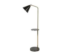 Buttercup Farm Amelie Floor Lamp With Table - Stainless Steel/aluminium - L45 X W29 X H138 Cm - Satin Grey/brass
