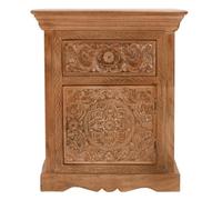 Buttercup Farm Artwork Bedside Table With Storage - Solid Mango Wood - L40 X W50 X H60 Cm