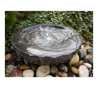 Buttercup Farm Babbling Bowl Black Limestone Water Feature With Pump, Light, Reservoir And Grid - 50Cm Dia 15Cm High