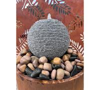 Buttercup Farm Cascading Grey Granite Sphere Water Feature with Pump, Light Buttercup Farm Grey