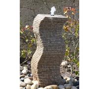 Buttercup Farm Cascading Wave Water Feature With Pump, Light, Reservoir And Grid - L20 X W20 X H65 Cm - Beige