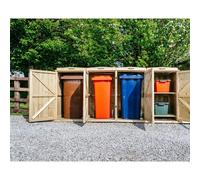 Buttercup Farm Chatburn Bin Store, Fits 3x 180L/240L Wheelie Bins & 2x Boxes in Brown Buttercup Farm Brown