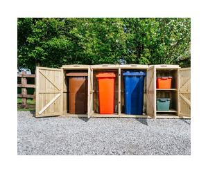 Buttercup Farm Chatburn Bin Store, Fits 3x 180L/240L Wheelie Bins & 2x Boxes in Brown Buttercup Farm Brown