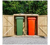 Buttercup Farm Chatburn Double Wheelie Bin Store, Timber - Fits 2 x 360L Wheelie Bins in Brown Buttercup Farm Brown