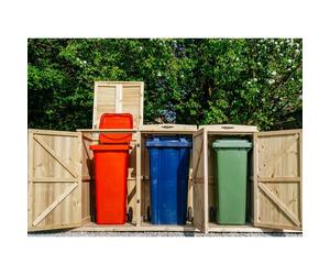 Buttercup Farm Chatburn Triple Wheelie Bin Store, Timber - Fits 3 x 140L Wheelie Bins in Light Tan Buttercup Farm Light Tan
