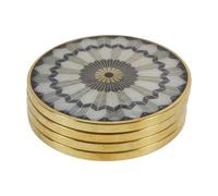 Buttercup Farm Circular Design Coasters (Pack Of 4) - Brass/resin/wood - L10.2 X W10.2 X H3 Cm - Gold/black/grey