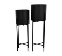 Buttercup Farm Clyde Floor Standing Planters (Set Of 2) - Iron - L26 X W26 X H76 Cm - Matt Black