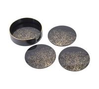 Buttercup Farm Coral Design Coasters (Set Of 4) - Glass/plastic - Black/gold