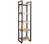Buttercup Farm Cosmo Industrial Slim Open Bookcase - Solid Mango Wood - L40 X W55 X H200 Cm