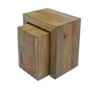 Buttercup Farm Dakota Cube Nest Tables - Mango Wood - L35 X W50 X H54 Cm - Light Finish