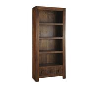 Buttercup Farm Dakota Large Bookcase - Mango Wood - L30 X W75 X H175 Cm - Dark Finish
