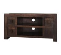 Buttercup Farm Dakota Plazma Tv Unit 4 Drawer - Mango Wood - L40 X W110 X H55 Cm - Dark Finish