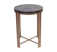 Buttercup Farm Dalston Sandblasted Wood And Champagne Frame Side Table - Iron/wood - L45 X W45 X H56 Cm - Black/gold