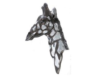Buttercup Farm Dappled Giraffe Head Wall Plaque - Resin - L40 X W76 X H23 Cm - Silver/black