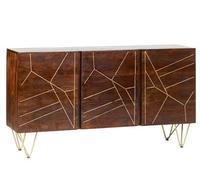 Buttercup Farm Dark Gold Extra Large Sideboard 3 Drawers And 2 Doors - Solid Mango Wood - L40 X W160 X H85 Cm