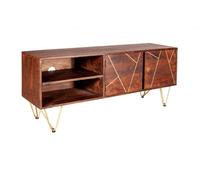Buttercup Farm Dark Gold Plasma Media Unit - Solid Mango Wood - L45 X W140 X H60 Cm