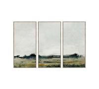 Buttercup Farm Distant Fields Landscape Framed Jute Canvas Wall Art (Pack Of 3) - Jute/polyester/pine - L4 X W180 X H120 Cm - Green/natural