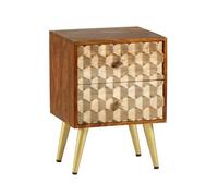Buttercup Farm Edison 2 Drawer Side Table - Solid Mango Wood - L30 X W45 X H60 Cm