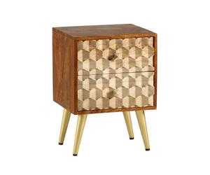 Buttercup Farm Edison 2 Drawer Side Table - Solid Mango Wood - L30 X W45 X H60 Cm