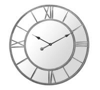 Buttercup Farm Framed Beaded Mirrored Round Clock - Iron - L4 X W70 X H70 Cm - Grey/silver