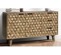 Buttercup Farm Geometric Medium Sideboard - Mango Wood - L40 X W137 X H77 Cm - Light Finish - Assembly Required