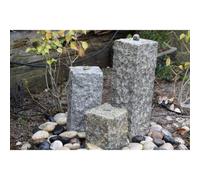 Buttercup Farm Granite Natural Surface Column Water Features (Set Of 3) With Pump, Light, Reservoir And Grid - 20/35/50Cm H - Grey