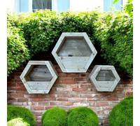 Buttercup Farm Hanging Wooden Hexagon Wall Planter (Set Of 3) - L16 X W54 X H47 Cm - Fully Assembled