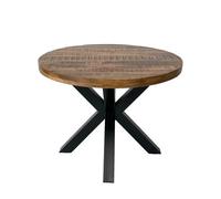 Buttercup Farm Industrial Round X Leg Dining Table - Flat Pack Legs - Mango Wood/iron - L170 X W170 X H76 Cm - Pp Sawn Finish - Assembly Required