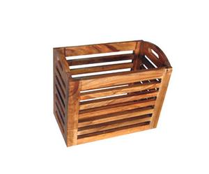 Buttercup Farm Jaipur Small Basket - Sheesham Wood - L25 X W41 X H35 Cm - Honey Dark Finish
