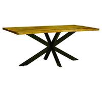 Buttercup Farm Kerela Artificial Edge Spider Leg Dining Table - Mango Wood/iron - L100 X W200 X H76 Cm - Mango Pp Saw Finish