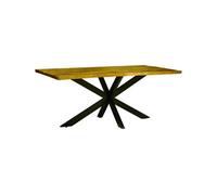 Buttercup Farm Kerela Artificial Edge Spider Leg Dining Table - Mango Wood/iron - L80 X W140 X H76 Cm - Mango Pp Saw Finish