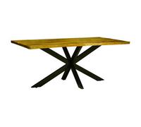 Buttercup Farm Kerela Artificial Edge Spider Leg Dining Table - Mango Wood/iron - L90 X W180 X H76 Cm - Mango Pp Saw Finish