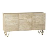 Buttercup Farm Light Gold Extra Large Sideboard 3 Drawers And 2 Doors - Solid Mango Wood - L40 X W160 X H85 Cm