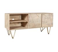 Buttercup Farm Light Gold Plasma Media Unit - Solid Mango Wood - L45 X W140 X H60 Cm