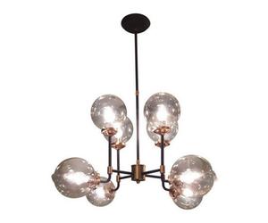 Buttercup Farm Mercer Bubble Chandelier - E14 25W - Iron/glass - L75 X W75 X H100 Cm - Black/brass/clear