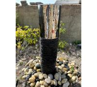 Buttercup Farm Natural Slate & Stainless Steel Column Water Feature With Pump, Light, Reservoir And Grid - 22Cm Dia X 88Cm H