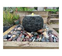 Buttercup Farm Natural Slate Surface Arius Garden Fountain With Pump, Light, Reservoir And Grid - 50Cm Dia