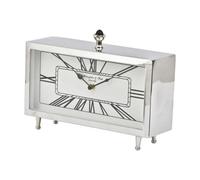 Buttercup Farm Nebolo Nickel Rectangular Table Clock - Stainless Steel/aluminium - L9 X W31 X H23 Cm - Silver