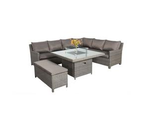 Buttercup Farm Paris 7 Pc Modular Corner Dining Set - Synthetic Rattan - H68 X W120 X L120 Cm - Grey