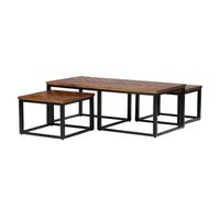Buttercup Farm Parquet Coffee Table With Stool - Mango Wood/iron - L60 X W120 X H41.5 Cm