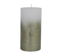 Buttercup Farm Pillar Candle With Metallic Ombre Base - Paraffin - L10 X W10 X H20 Cm - Olive Green/white