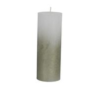 Buttercup Farm Pillar Candle With Metallic Ombre Base - Paraffin - L7 X W7 X H19 Cm - Olive Green/white