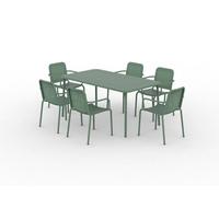 Buttercup Farm Porto 6 Seater Stacking Rectangular Dining Set - Steel - Olive