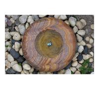 Buttercup Farm Rainbow Sandstone Babbling Curved Edge Bowl Water Feature With Pump, Light, Reservoir And Grid - 50Cm Dia X 16Cm H