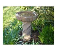Buttercup Farm Rainbow Sandstone Bird Bath With Twirled Column - 45Cm Dia X 60Cm H