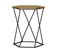 Buttercup Farm Ravi Hexagnol Lamp Table With Iron Base - Mango Wood/iron - L41 X W36 X H48 Cm - Mango Light Finish
